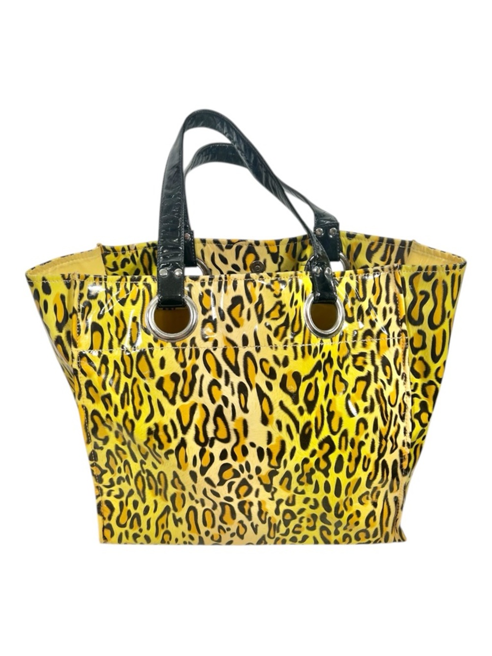 Y2K‎ Yellow Animal Print Patent Leather Big Tote Bag